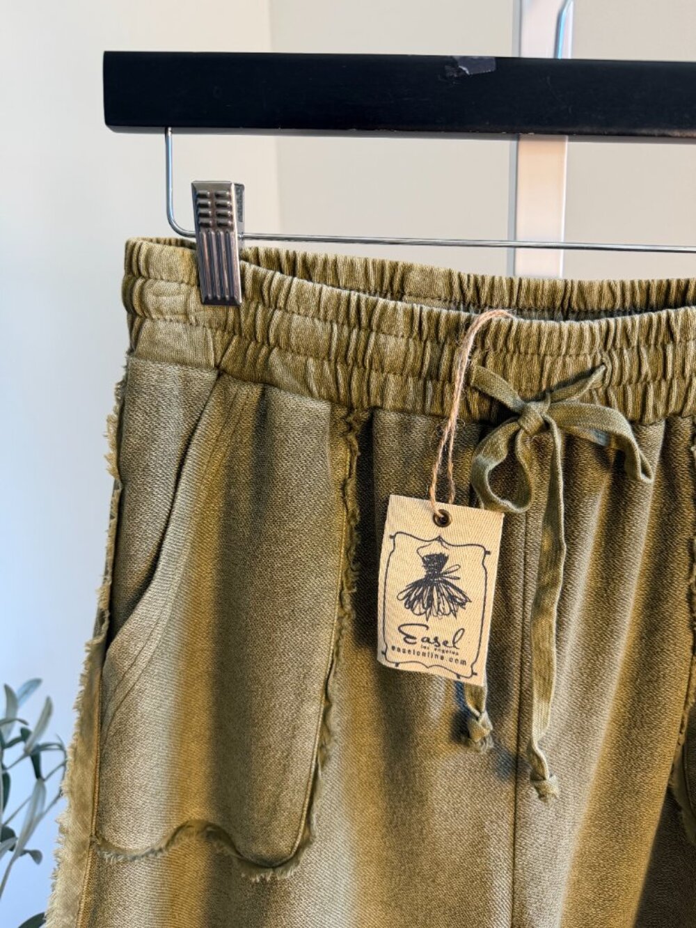 ASEL MINERAL WASHED TERRY KNIT PALAZZO PANTS 100% COTTON - Picture 3 of 5